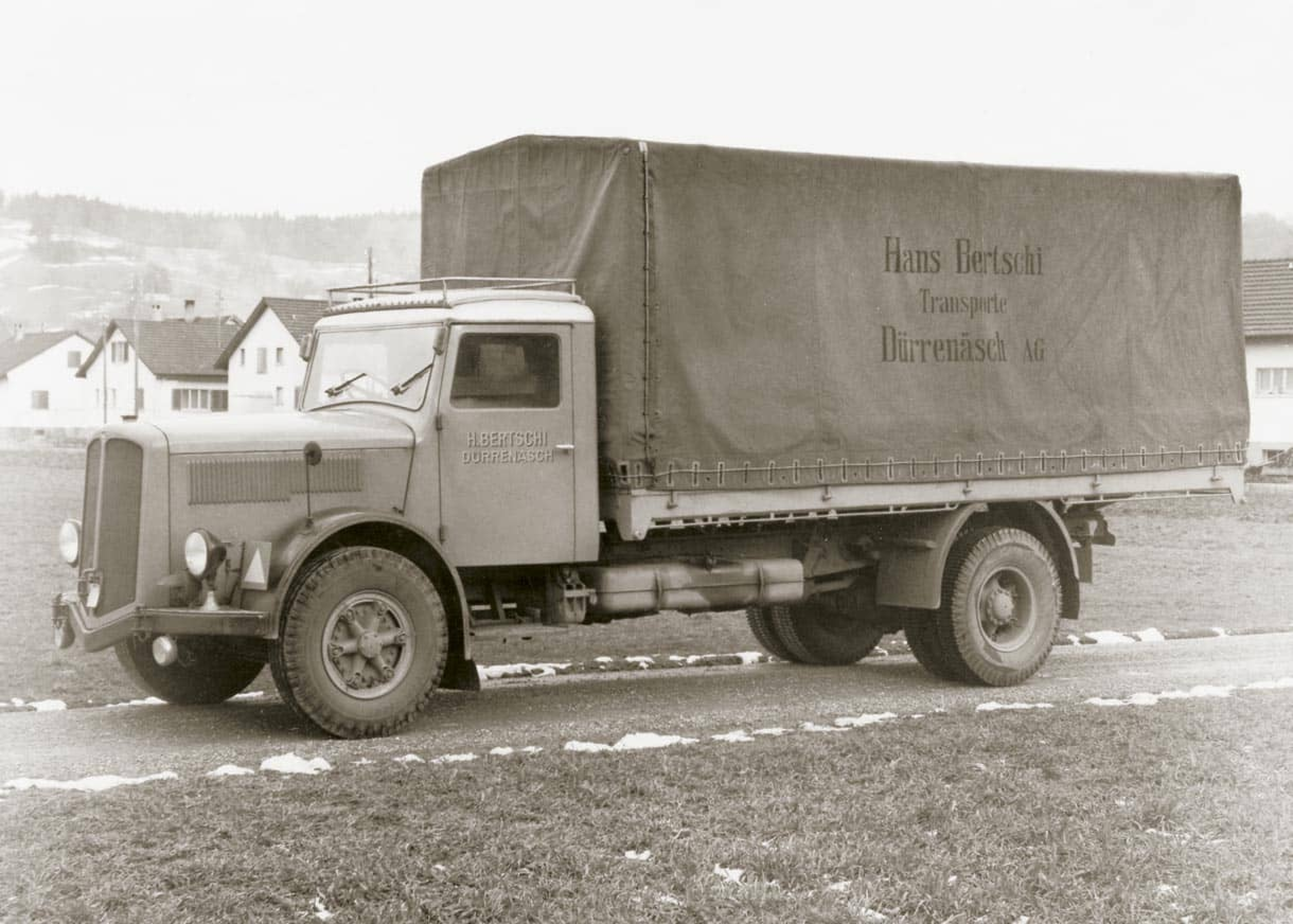 The first ever Bertschi Truck in black and white.