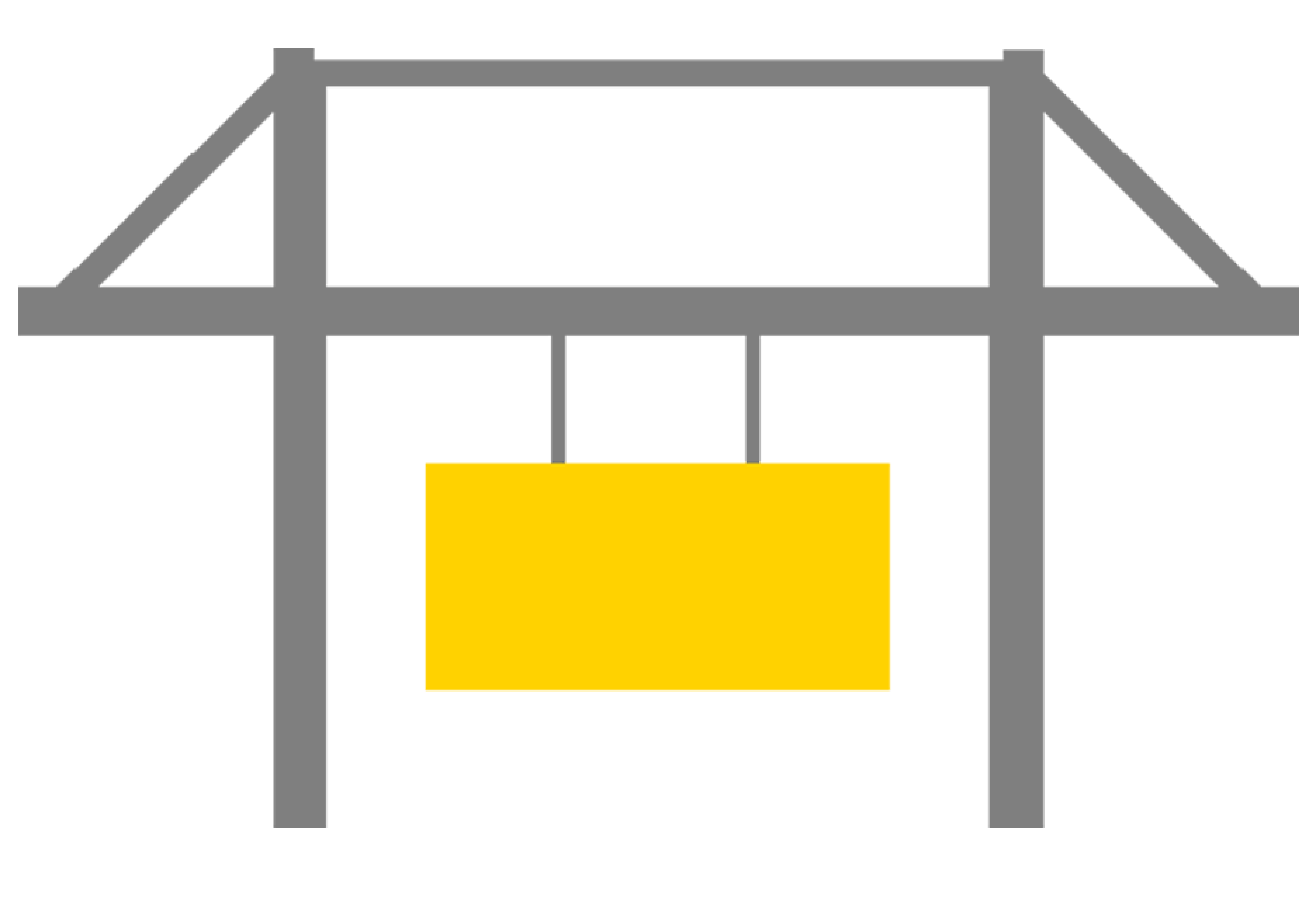 An Icon of a terminal crane carrying a yellow container.