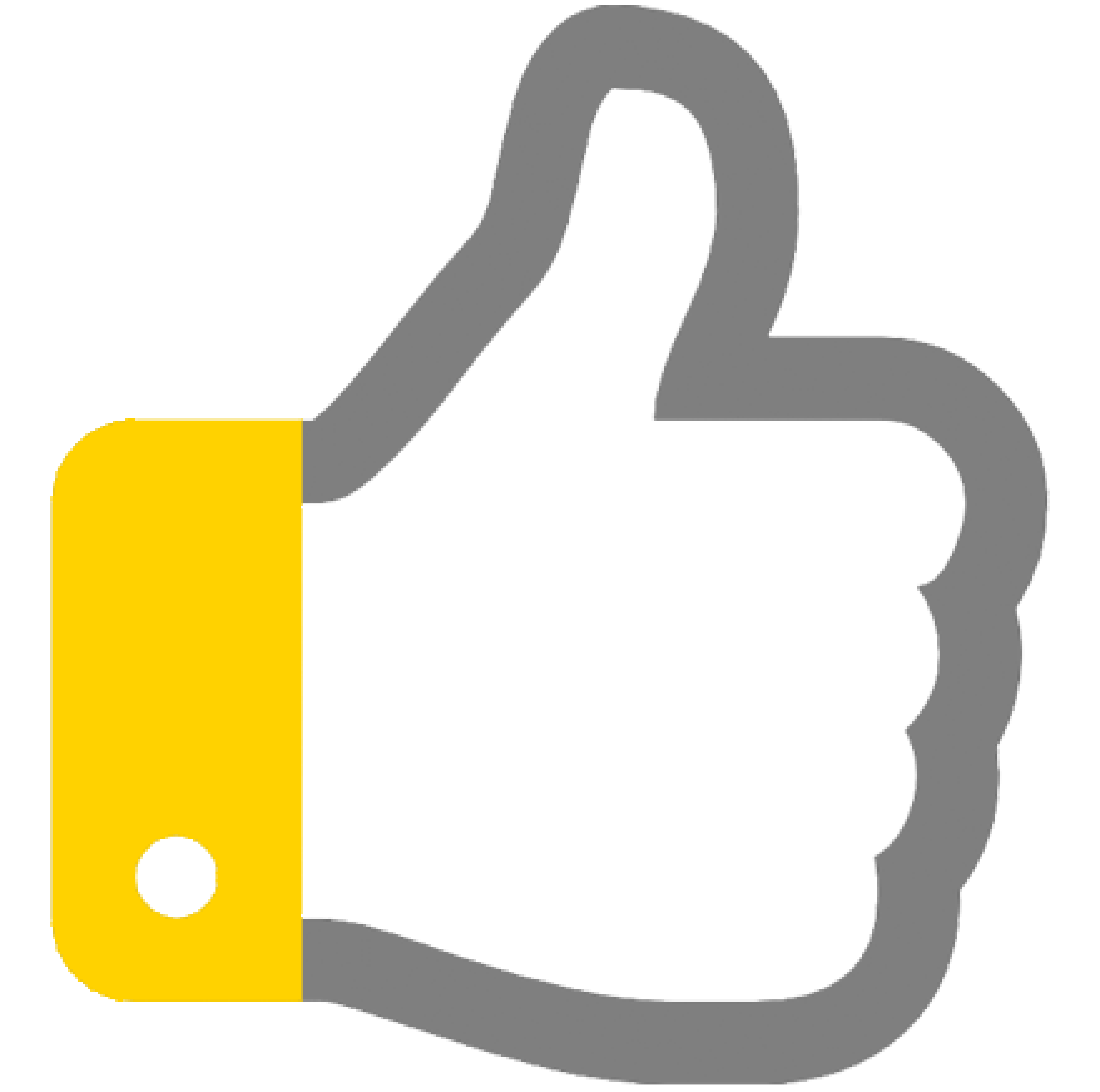 An icon containing a hand with a yellow sleeve that forms the thumbs-up gesture.