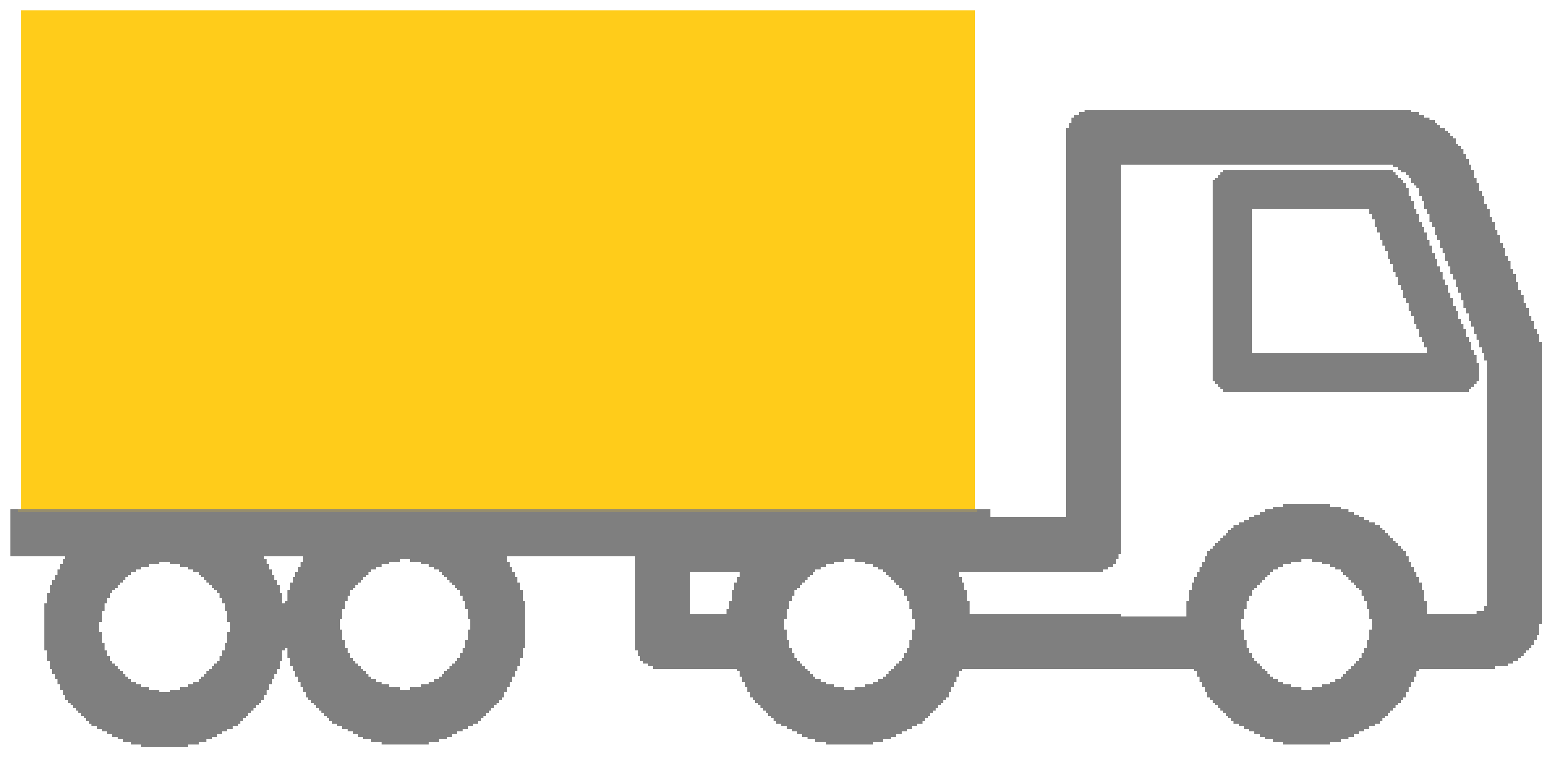 An icon of a truck carrying a yellow container.