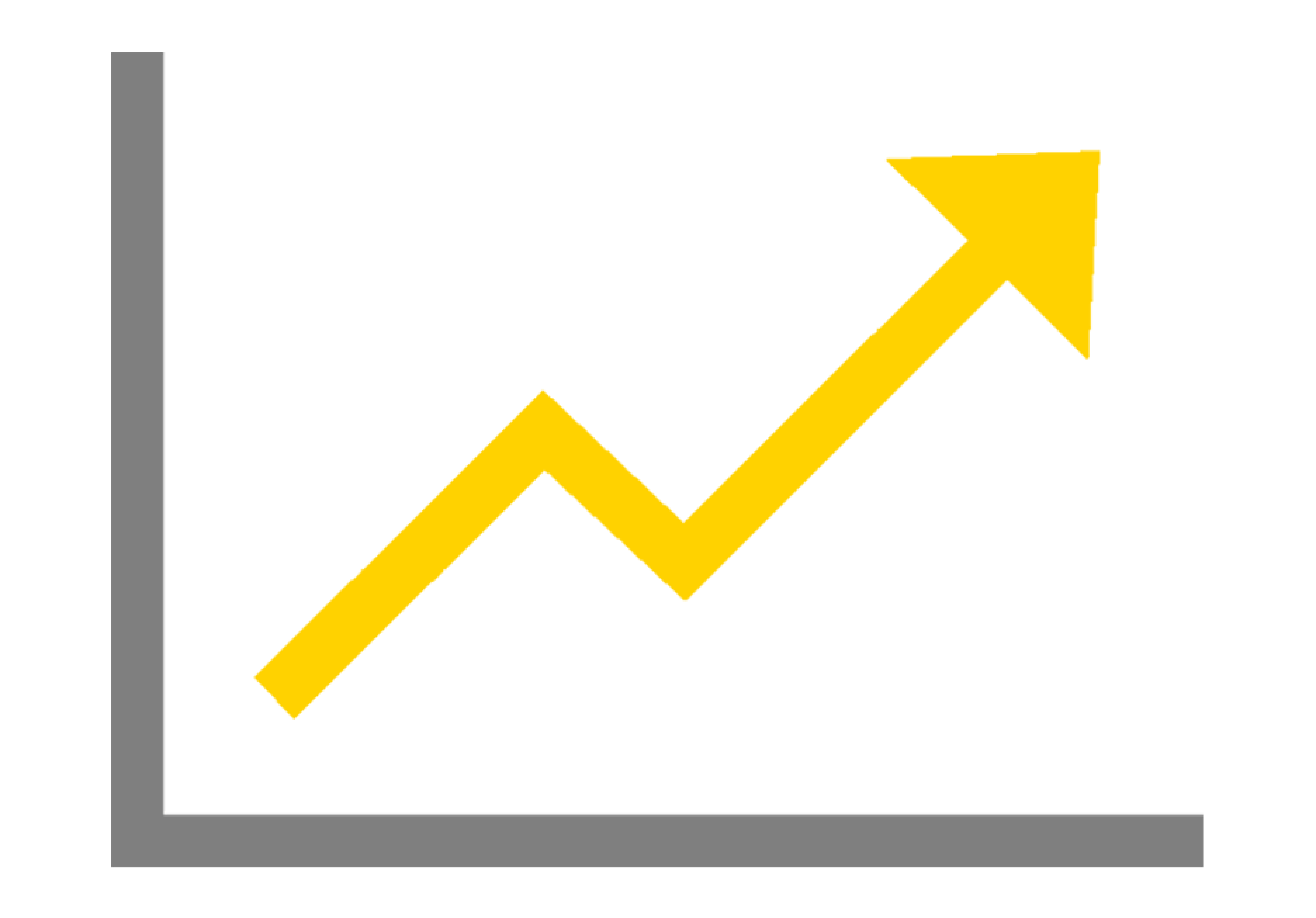 An Icon of a mounting stock price arrow in yellow.
