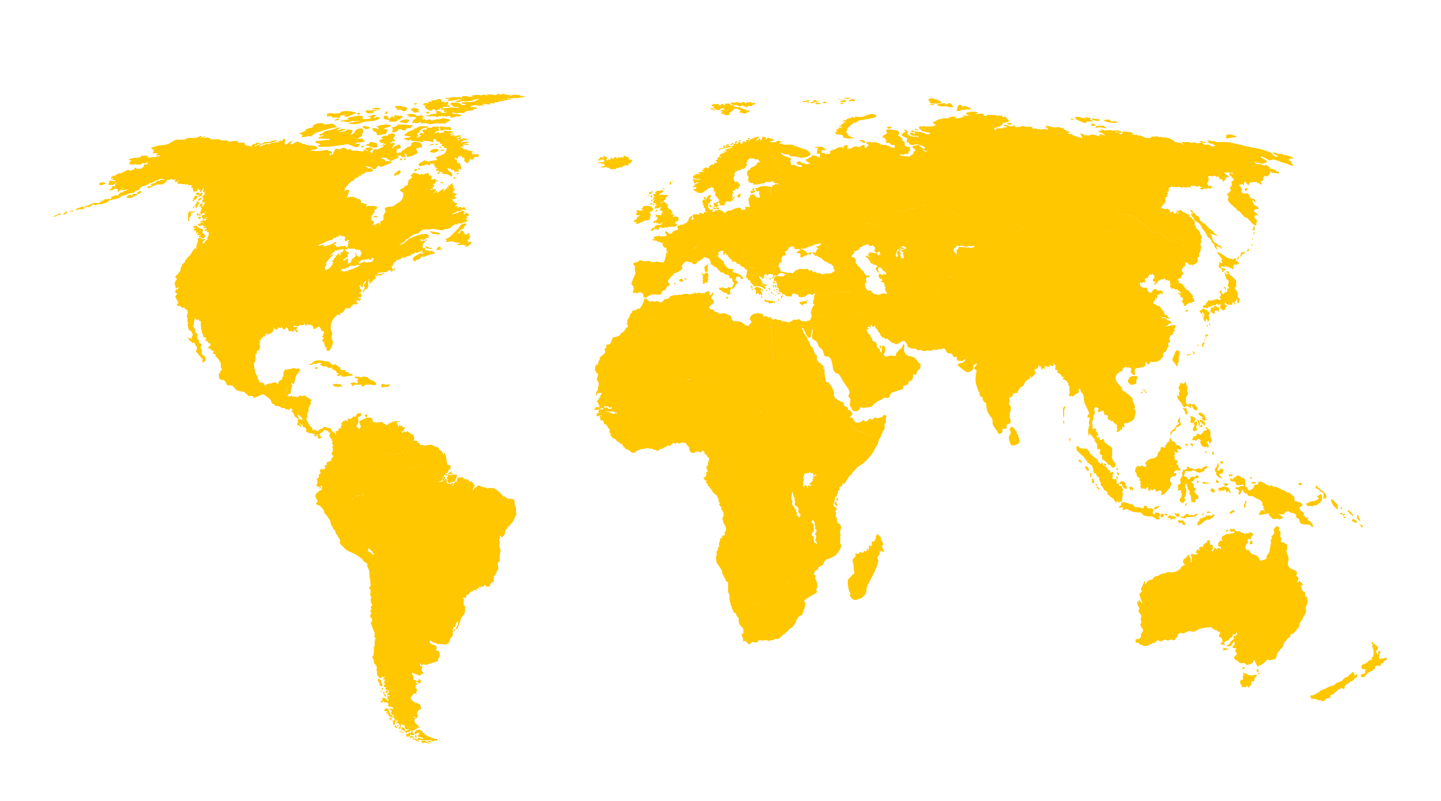 Yellow world map without borders