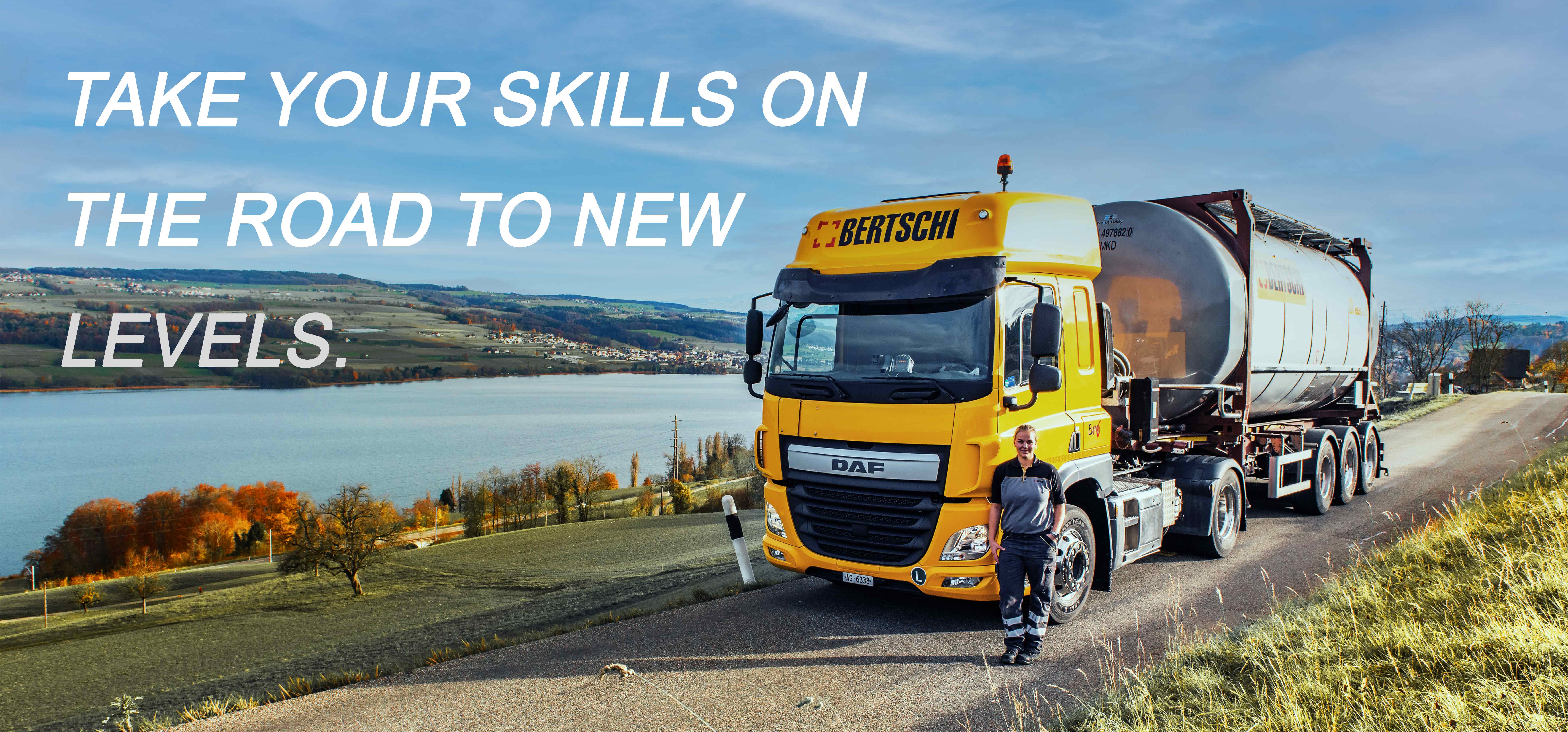 Cover photo of truck on landscape, with text: "Take your skills on the road to new levels."