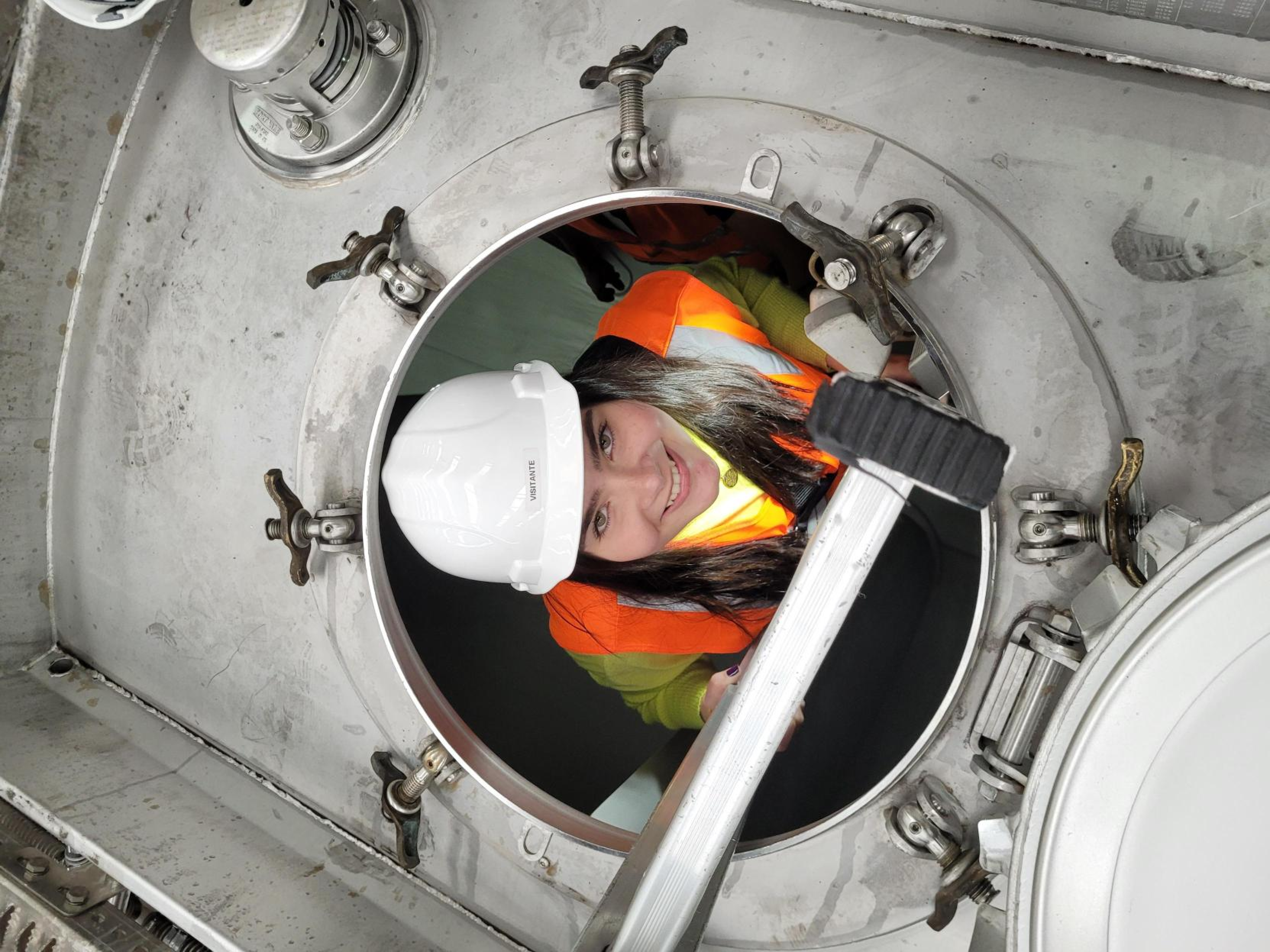 Woman in global Training Container