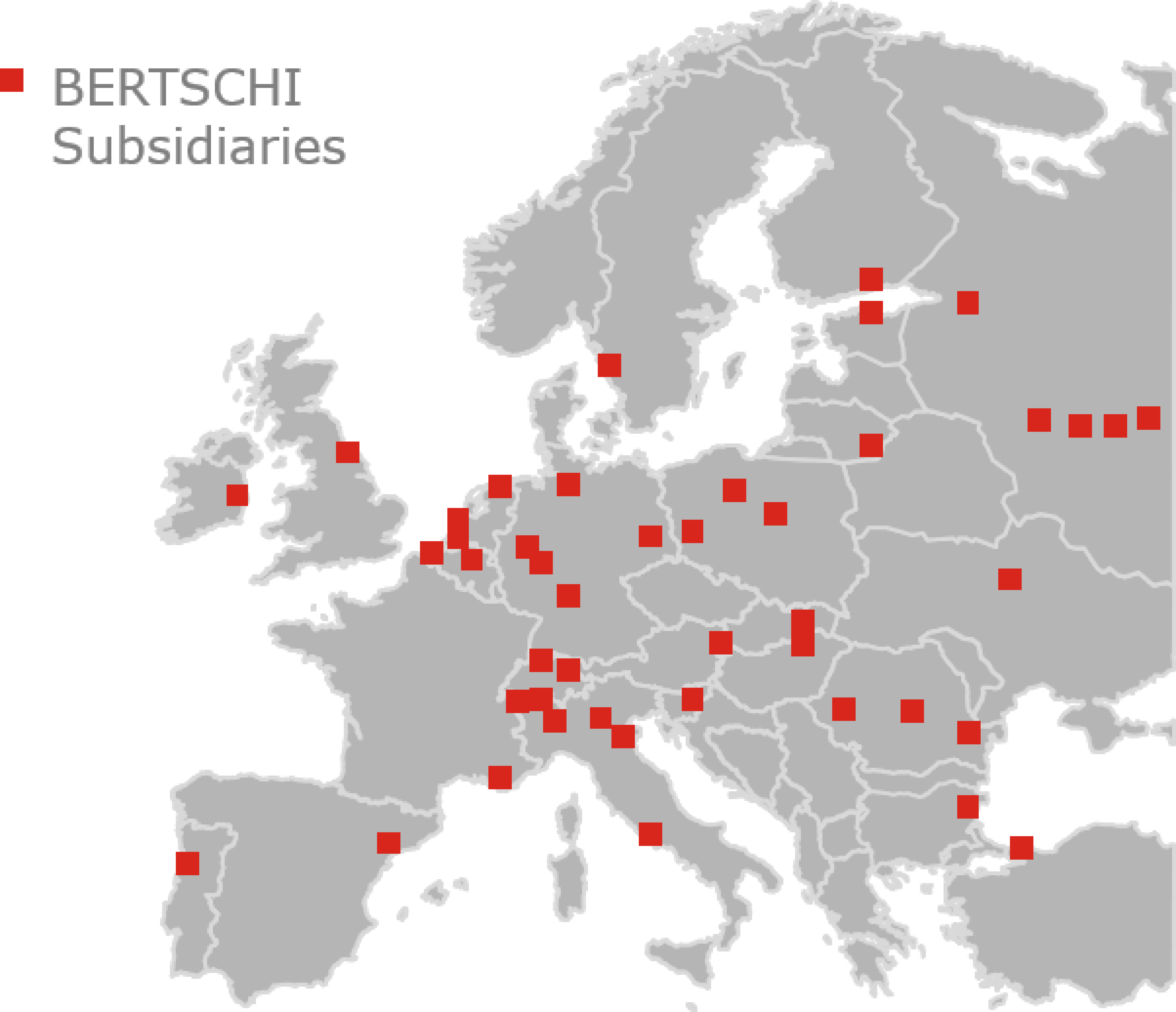 Graphical map of europe with red dots