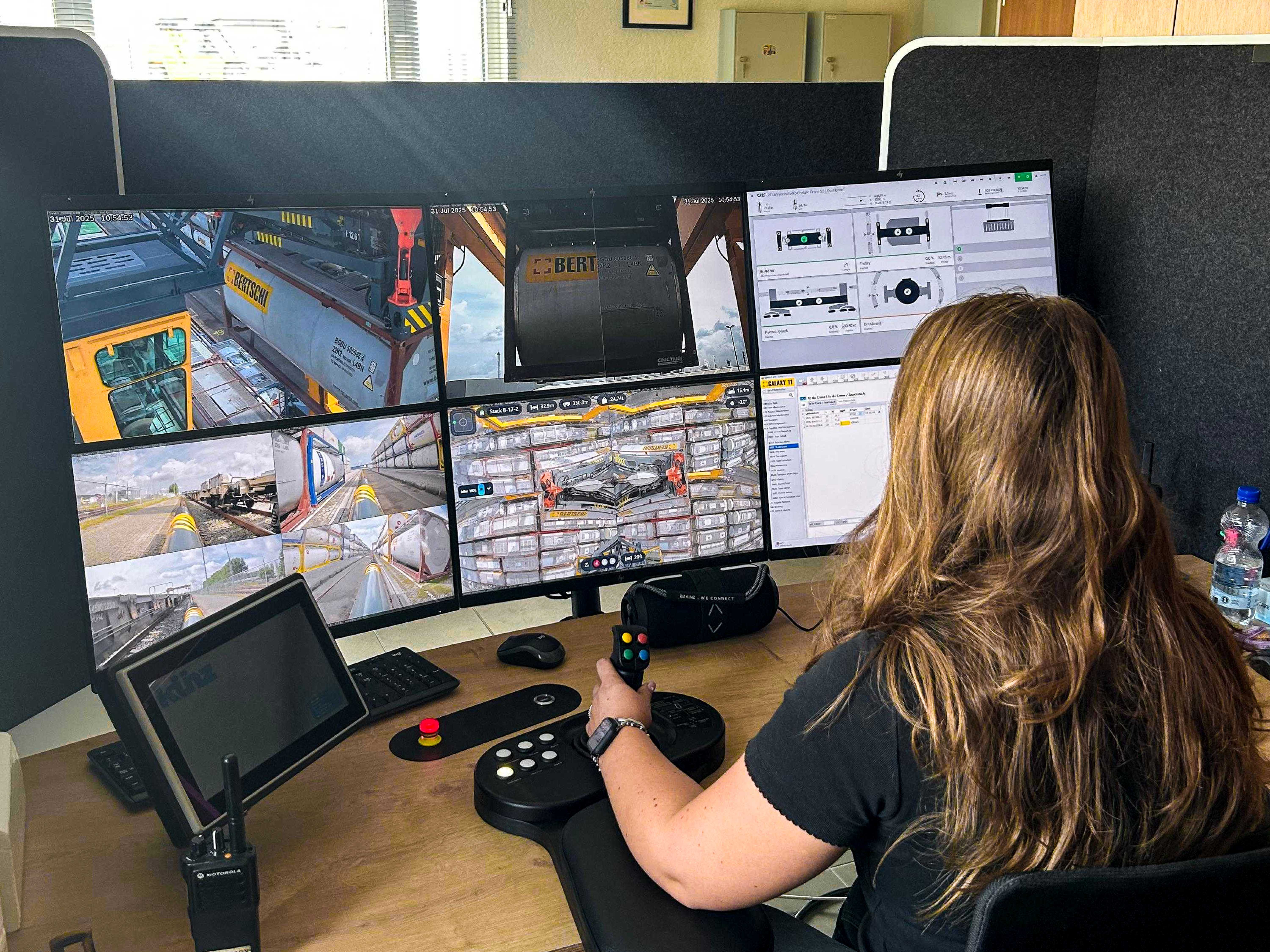 Sascha on remote controlled gantry crane rotterdam female