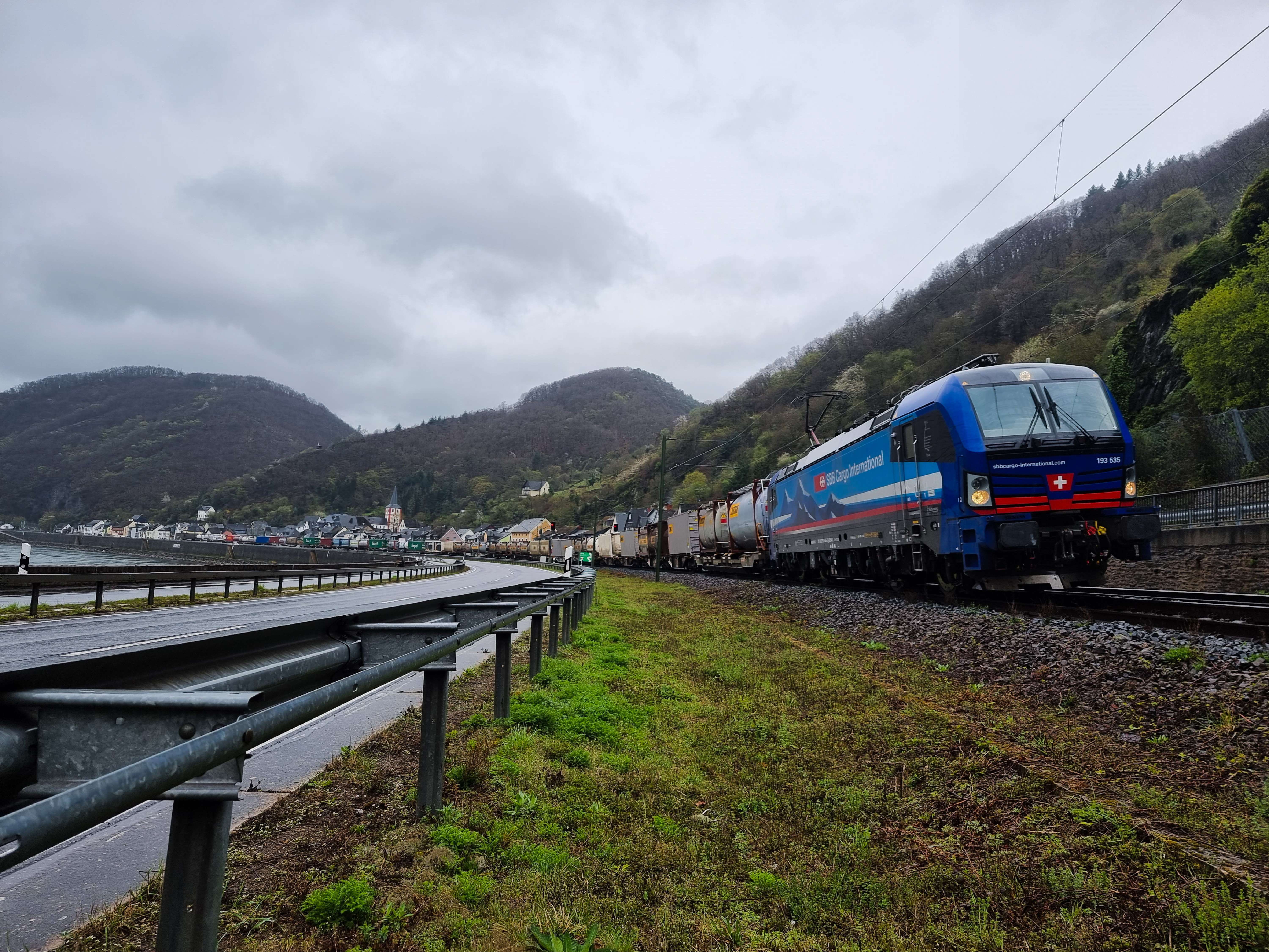 Cargo containers on Swiss train