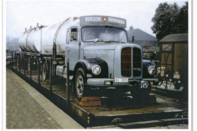  Verladung eines Chemietankwagens auf einen Güterwagen der SBB in Basel