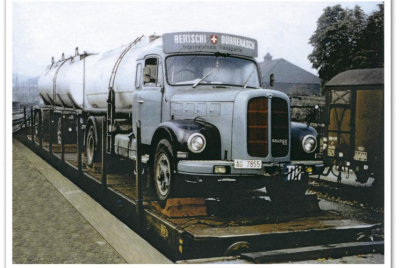  Chemical tanker being loaded onto an SBB freight wagon in Basel