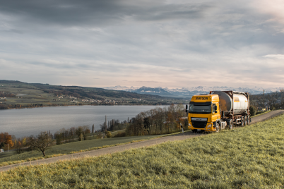 Truck in front of Lake of Hallwil (CH)