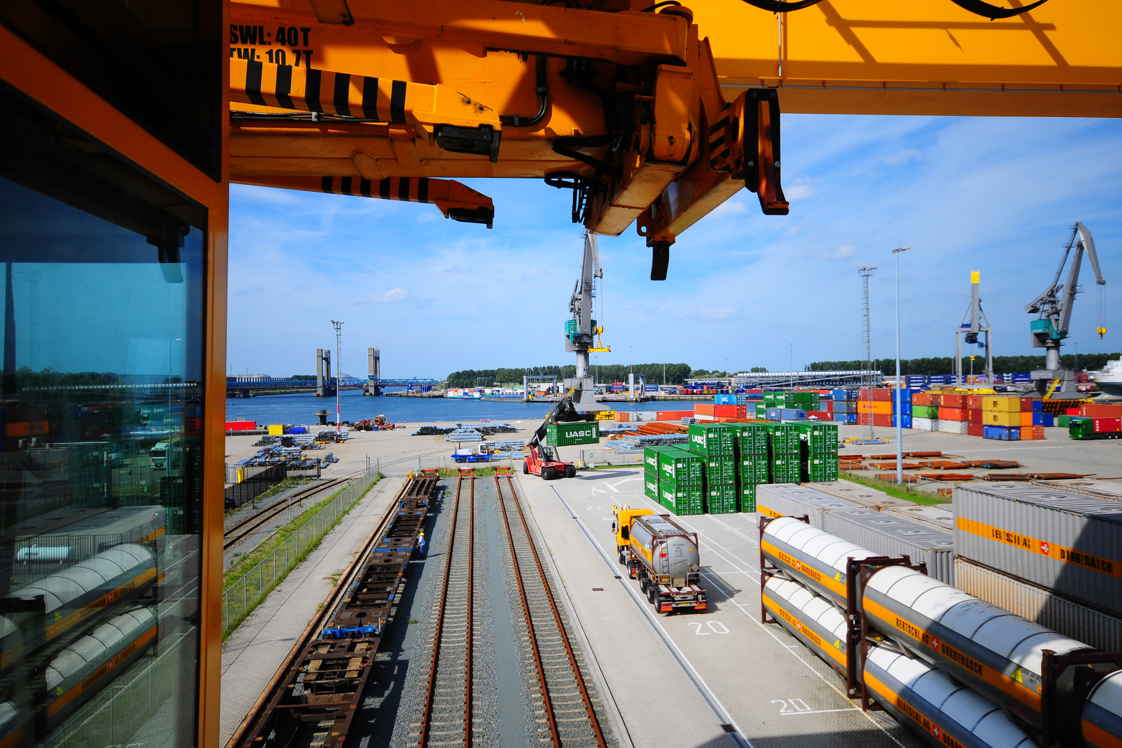 Bertschi Rotterdam Crane view of port and rail