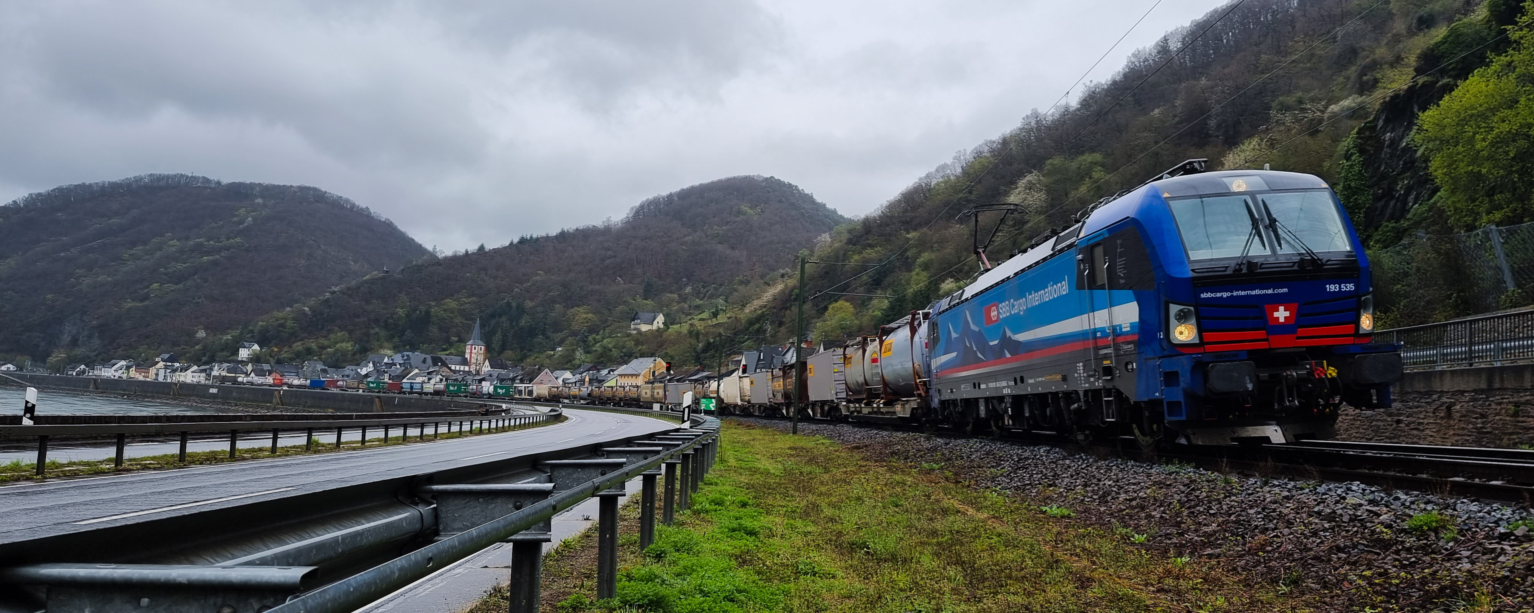Cargo containers on Swiss train